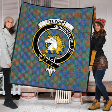 Stewart of Appin Hunting Ancient Tartan Quilt with Family Crest