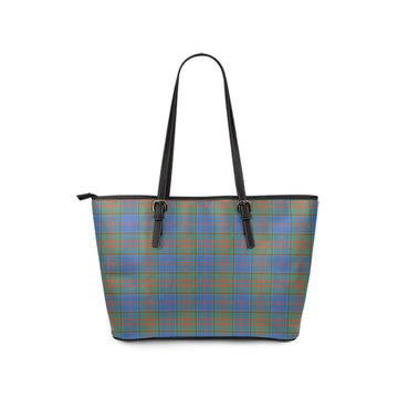 Stewart of Appin Hunting Ancient Tartan Leather Tote Bag