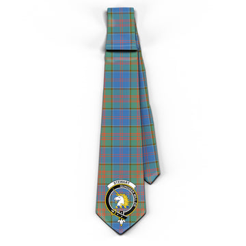 Stewart of Appin Hunting Ancient Tartan Classic Necktie with Family Crest