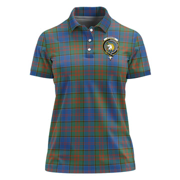 Stewart of Appin Hunting Ancient Tartan Polo Shirt with Family Crest For Women