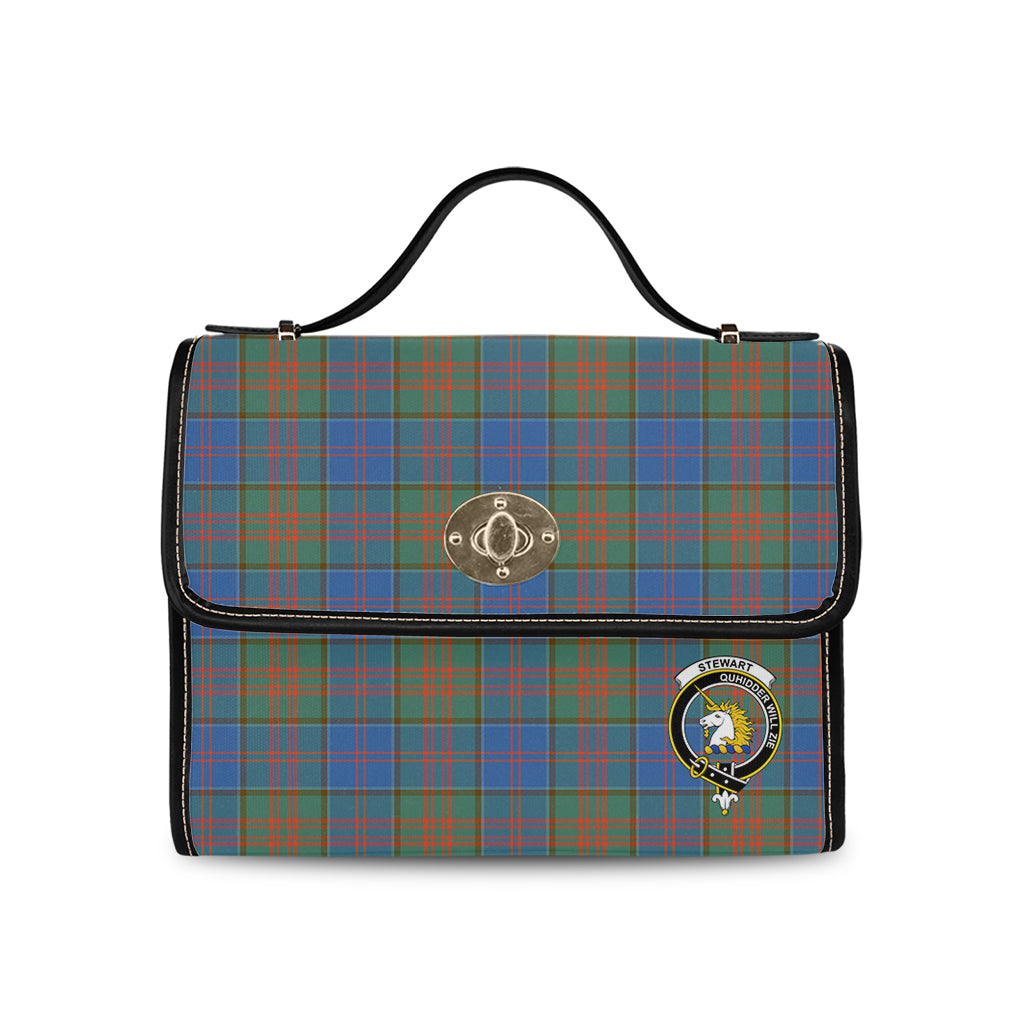 Stewart of Appin Hunting Ancient Tartan Leather Strap Waterproof Canvas Bag with Family Crest - Tartanvibesclothing
