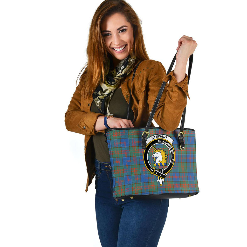 stewart-of-appin-hunting-ancient-tartan-leather-tote-bag-with-family-crest