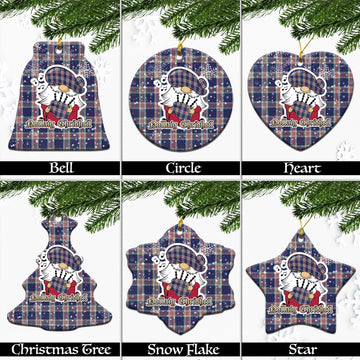 Stewart of Appin Hunting Dress Tartan Christmas Ornaments with Scottish Gnome Playing Bagpipes