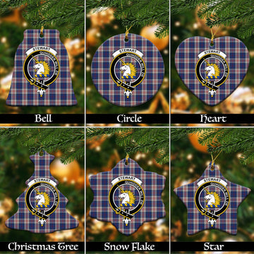 Stewart of Appin Hunting Dress Tartan Christmas Ornaments with Family Crest