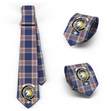 Stewart of Appin Hunting Dress Tartan Classic Necktie with Family Crest