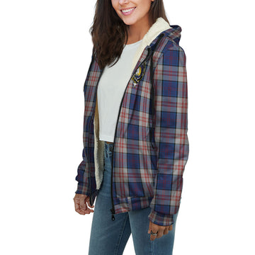Stewart of Appin Hunting Dress Tartan Sherpa Hoodie with Family Crest