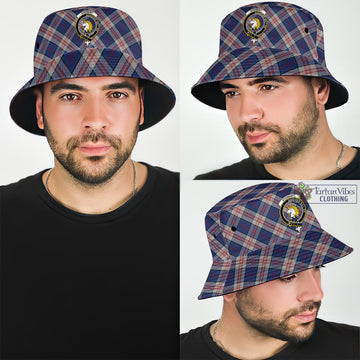 Stewart of Appin Hunting Dress Tartan Bucket Hat with Family Crest
