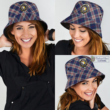 Stewart of Appin Hunting Dress Tartan Bucket Hat with Family Crest