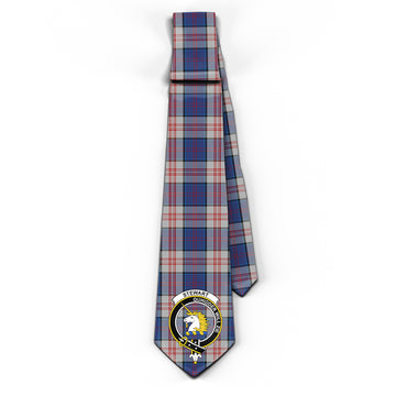 Stewart of Appin Hunting Dress Tartan Classic Necktie with Family Crest