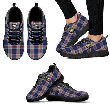 Stewart of Appin Hunting Dress Tartan Sneakers with Family Crest