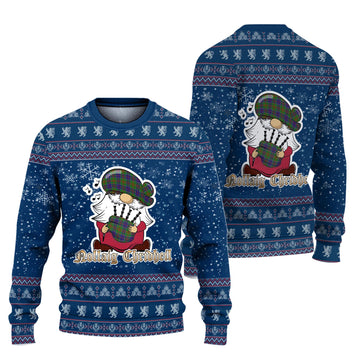 Stewart of Appin Hunting Modern Clan Christmas Family Knitted Sweater with Funny Gnome Playing Bagpipes