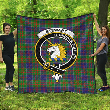 Stewart of Appin Hunting Modern Tartan Quilt with Family Crest