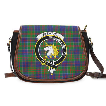 Stewart of Appin Hunting Modern Tartan Saddle Bag with Family Crest