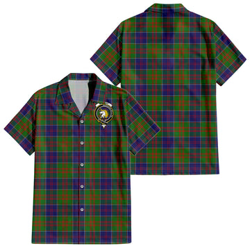 Stewart of Appin Hunting Modern Tartan Short Sleeve Button Down Shirt with Family Crest