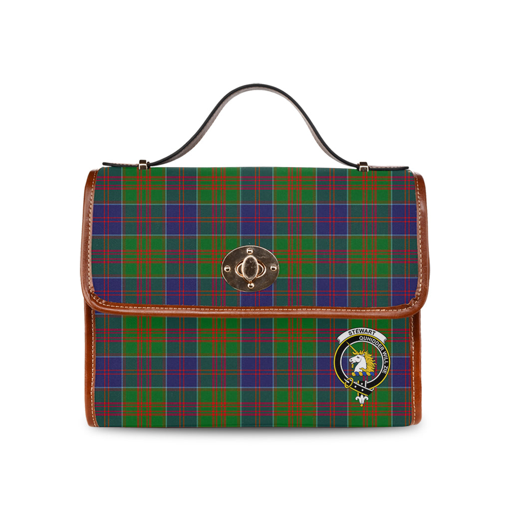 Stewart of Appin Hunting Modern Tartan Leather Strap Waterproof Canvas Bag with Family Crest - Tartanvibesclothing