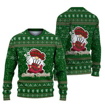 Stewart of Appin Modern Clan Christmas Family Knitted Sweater with Funny Gnome Playing Bagpipes