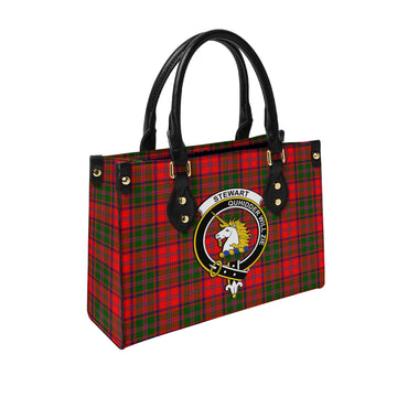 Stewart of Appin Modern Tartan Leather Bag with Family Crest