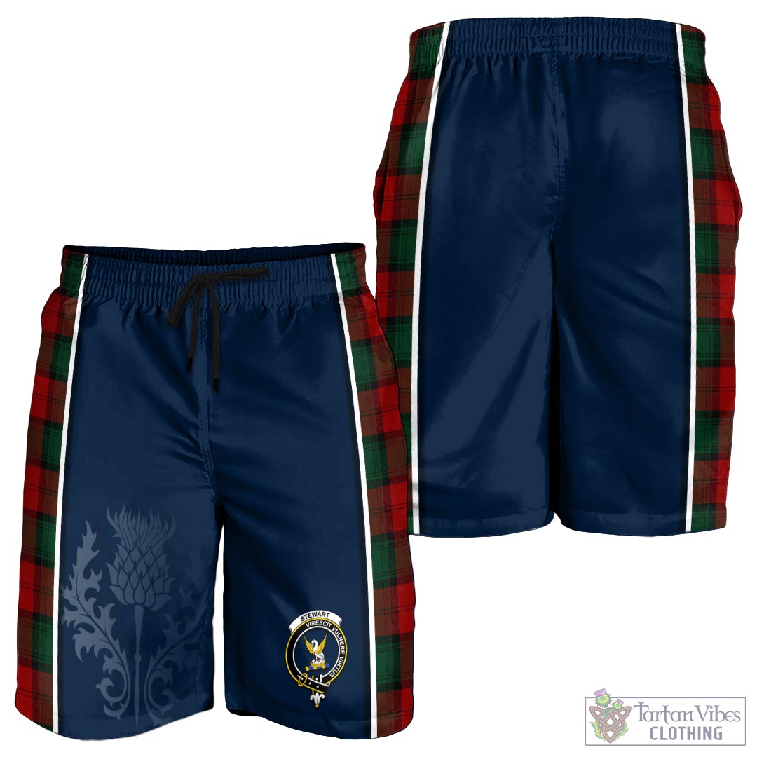Tartan Vibes Clothing Stewart of Atholl Tartan Men's Shorts with Family Crest and Scottish Thistle Vibes Sport Style