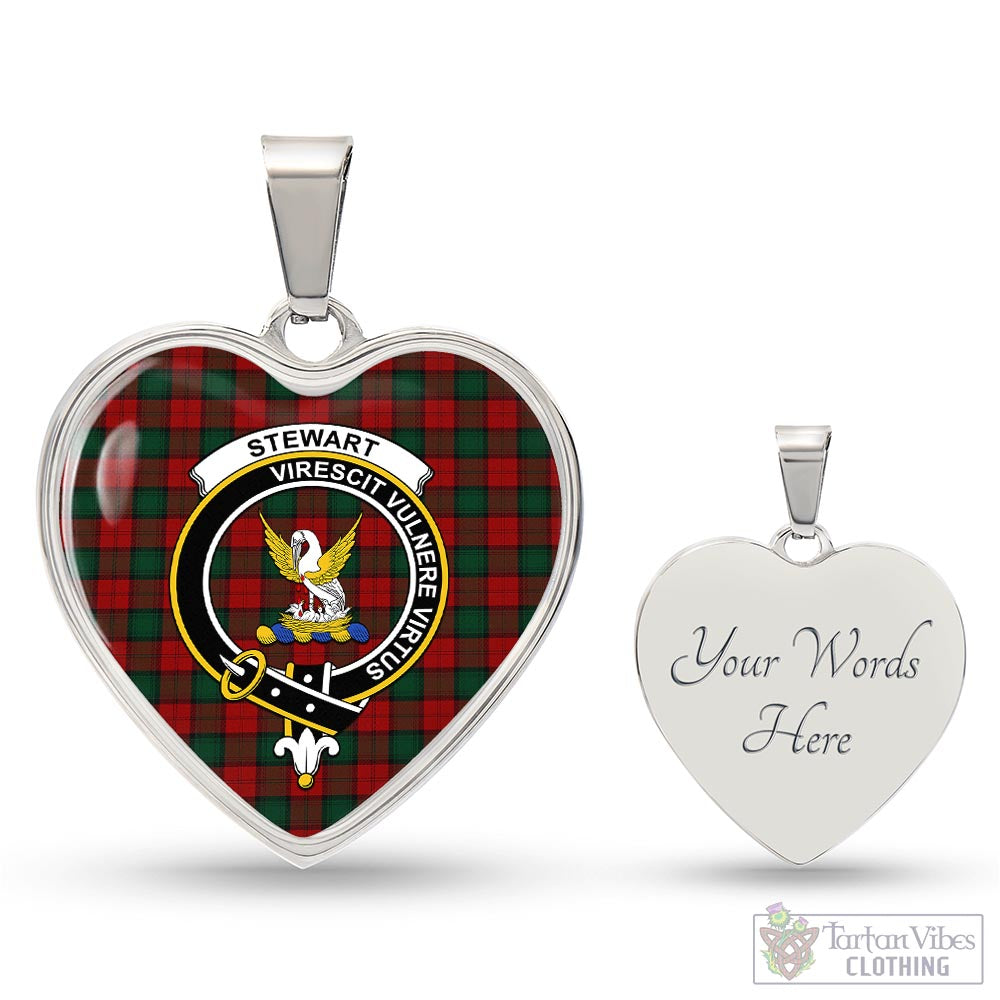 Tartan Vibes Clothing Stewart of Atholl Tartan Heart Necklace with Family Crest