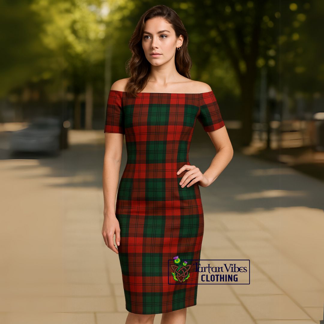 Stewart of Atholl Tartan Off-Shoulder Lady Dress