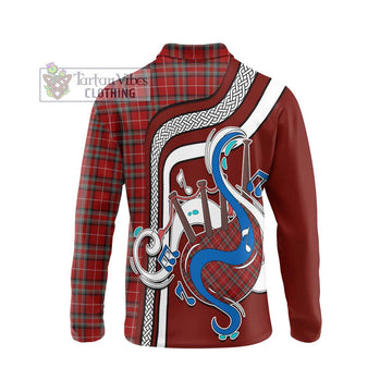 Stewart of Bute Tartan Long Sleeve Polo Shirt with Epic Bagpipe Style