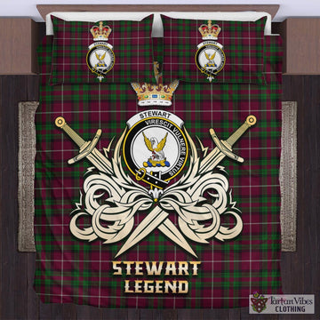 Stewart of Bute Hunting Tartan Bedding Set with Clan Crest and the Golden Sword of Courageous Legacy