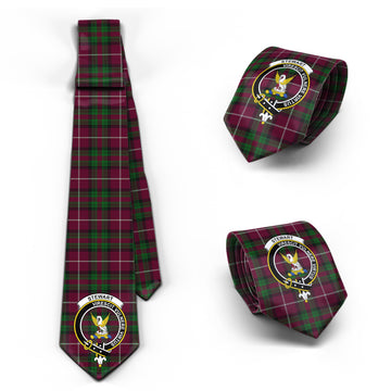 Stewart of Bute Hunting Tartan Classic Necktie with Family Crest