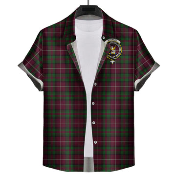 Stewart of Bute Hunting Tartan Short Sleeve Button Down Shirt with Family Crest