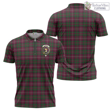 Stewart of Bute Hunting Tartan Zipper Polo Shirt with Family Crest