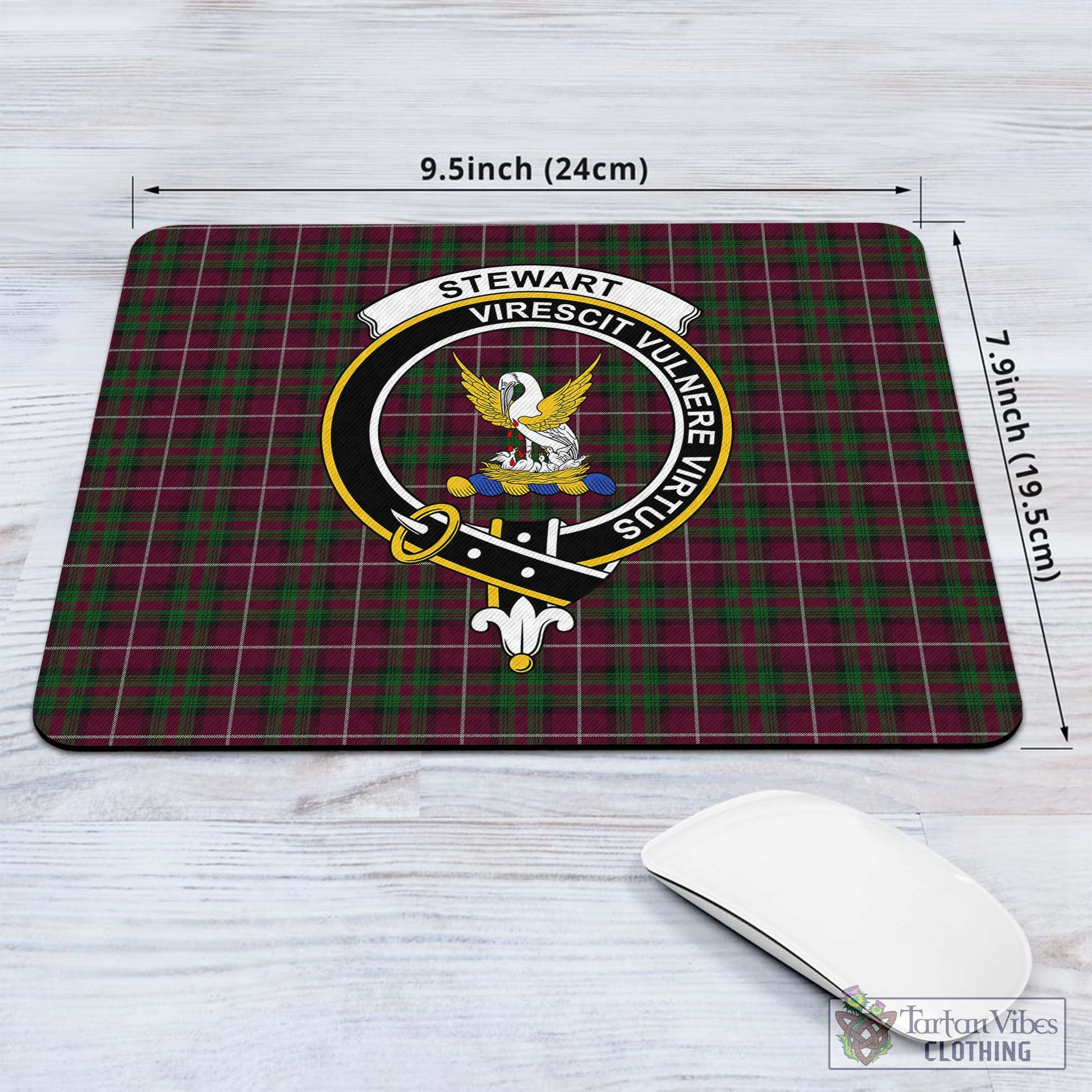 Tartan Vibes Clothing Stewart of Bute Hunting Tartan Mouse Pad with Family Crest