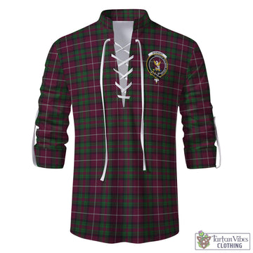 Stewart of Bute Hunting Tartan Men's Scottish Traditional Jacobite Ghillie Kilt Shirt with Family Crest