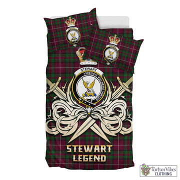 Stewart of Bute Hunting Tartan Bedding Set with Clan Crest and the Golden Sword of Courageous Legacy