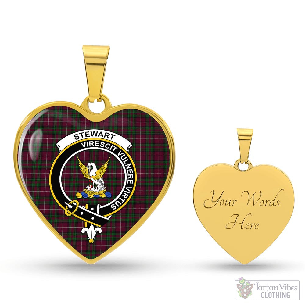 Tartan Vibes Clothing Stewart of Bute Hunting Tartan Heart Necklace with Family Crest