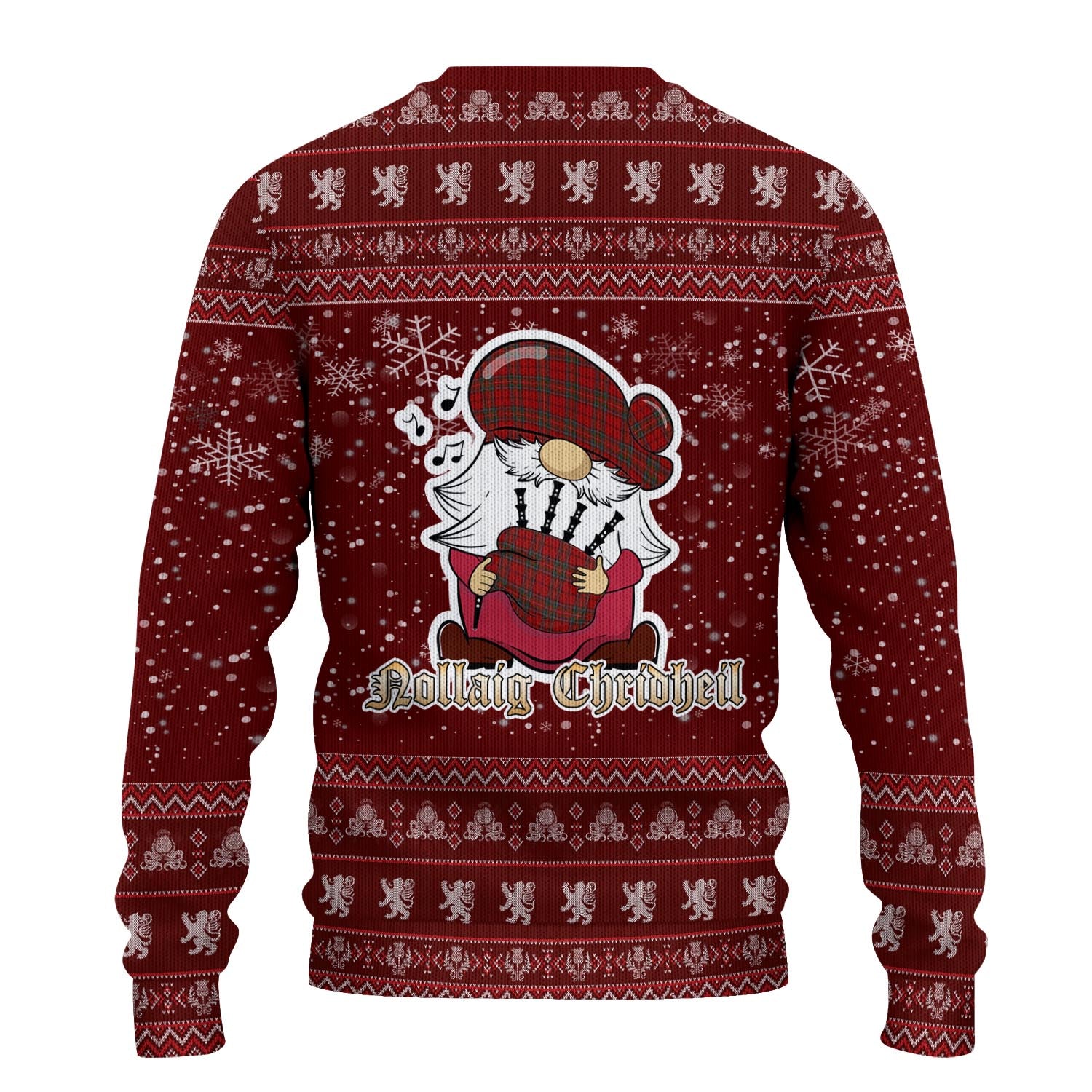 Stewart of Galloway Clan Christmas Family Knitted Sweater with Funny Gnome Playing Bagpipes - Tartanvibesclothing