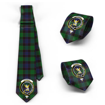 Stewart Old Tartan Classic Necktie with Family Crest