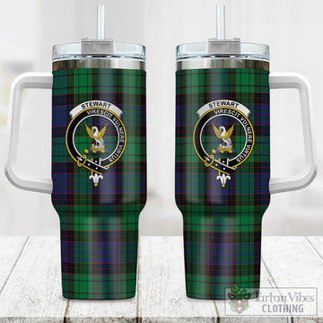Stewart Old Modern Tartan and Family Crest Tumbler with Handle