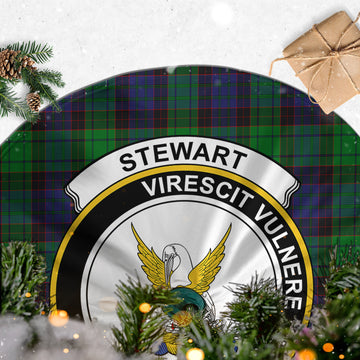Stewart Old Modern Tartan Christmas Tree Skirt with Family Crest