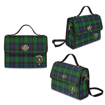 stewart-old-modern-tartan-leather-strap-waterproof-canvas-bag-with-family-crest