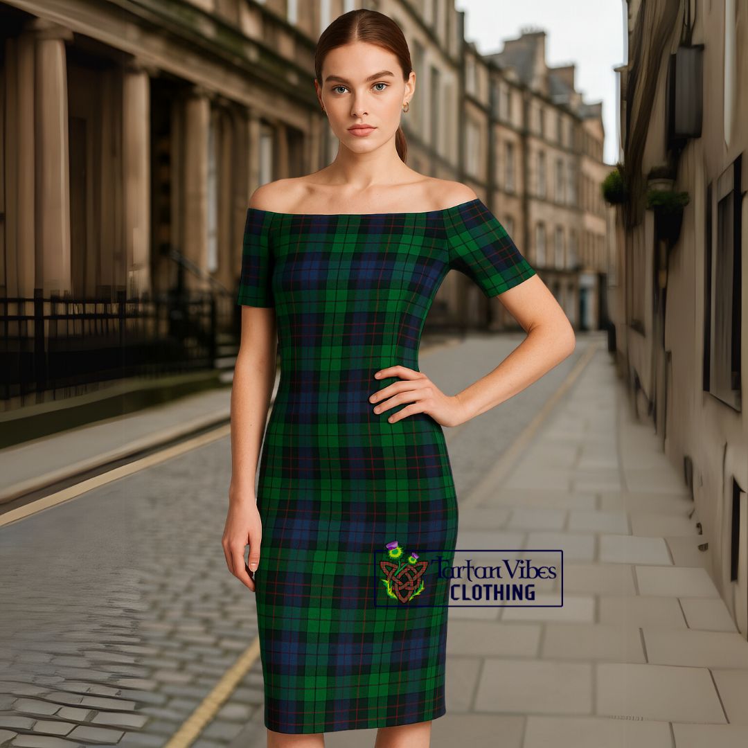 Stewart Old Tartan Off-Shoulder Lady Dress