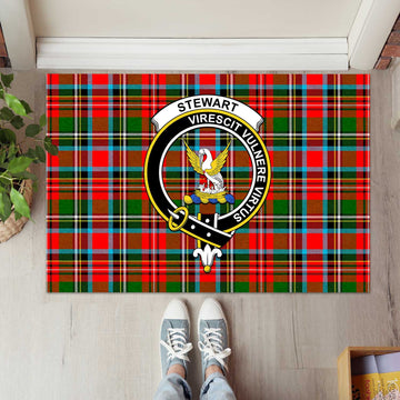 Stewart (Stuart) Tartan Rubber Doormat with Family Crest