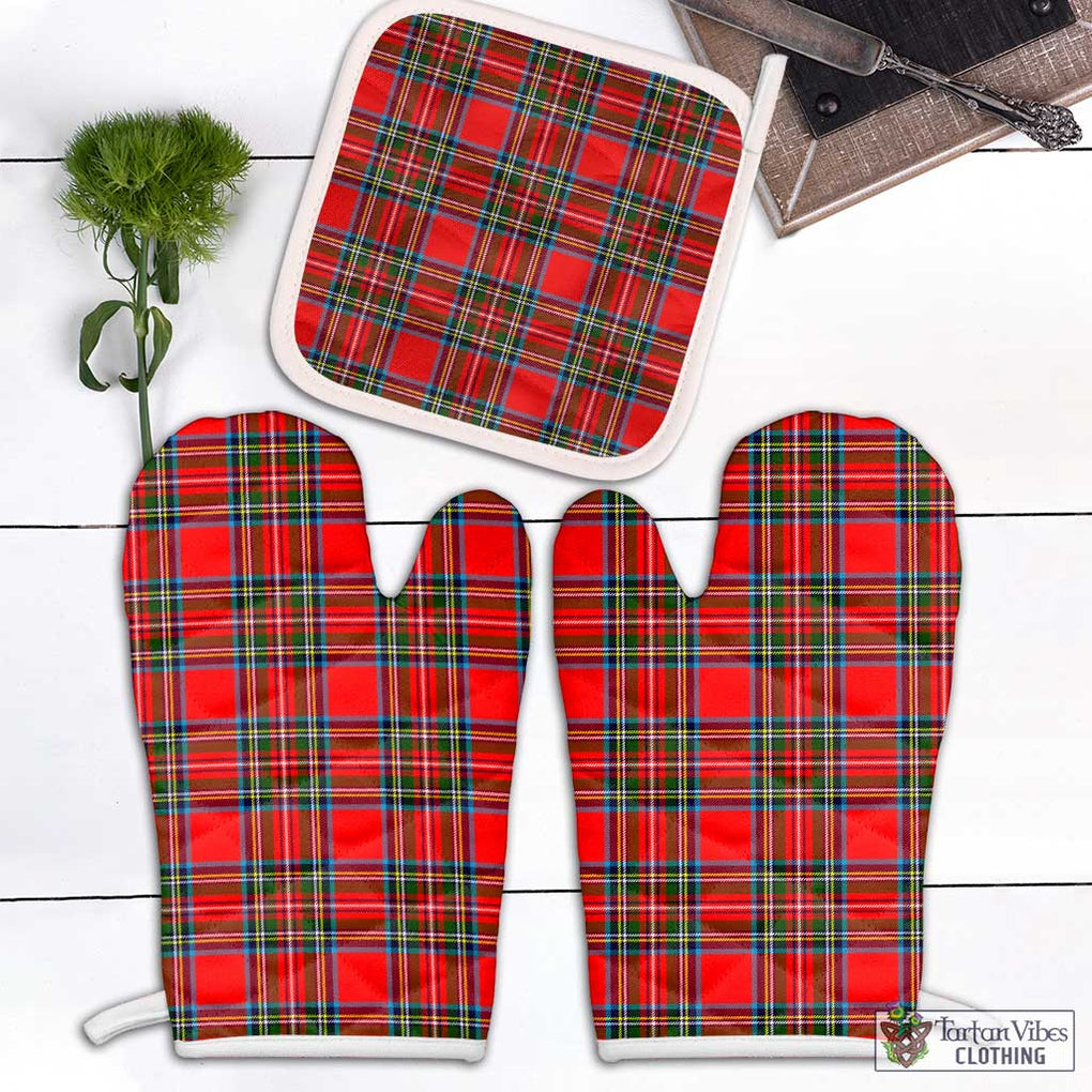 Stewart (Stuart) Tartan Combo Oven Mitt & Pot-Holder Combo 1 Oven Mitt & 1 Pot-Holder White - Tartan Vibes Clothing