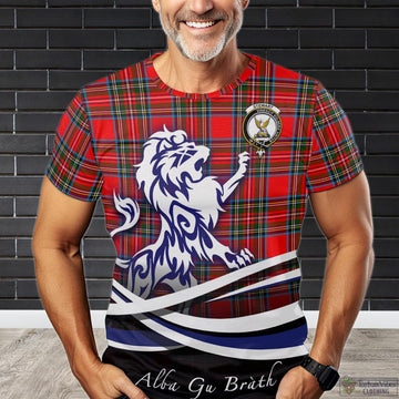 Stewart Royal Tartan T-Shirt with Alba Gu Brath Regal Lion Emblem