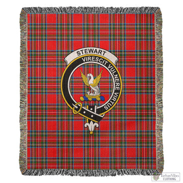 Stewart Royal Tartan Woven Blanket with Family Crest