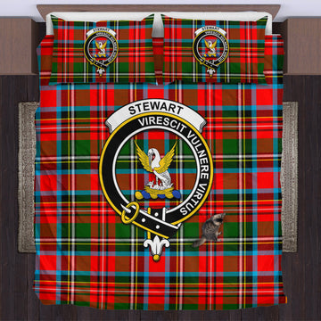 Stewart Royal Tartan Bedding Set with Family Crest
