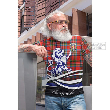 Tartan Vibes Clothing Stewart Royal Tartan Cotton T-shirt with Alba Gu Brath Regal Lion Emblem