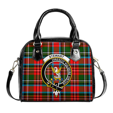 Stewart Royal Tartan Shoulder Handbags with Family Crest