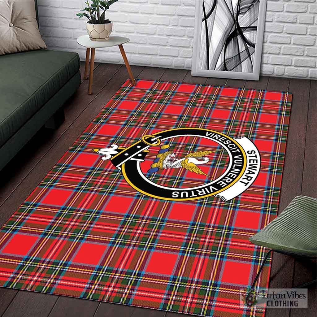 Stewart (Stuart) Tartan Area Rug with Family Crest