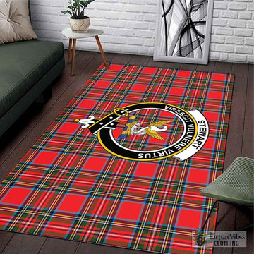 Stewart (Stuart) Tartan Area Rug with Family Crest