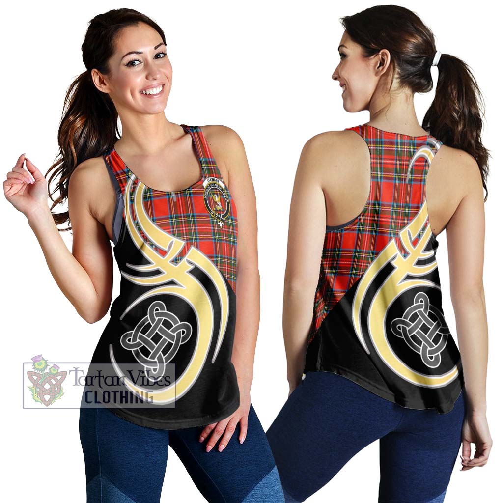 Stewart (Stuart) Tartan Women's Racerback Tanks with Family Crest and Celtic Symbol Style 4XL - Tartan Vibes Clothing