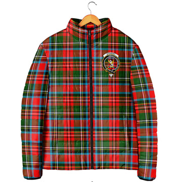 Stewart Royal Tartan Padded Jacket with Family Crest